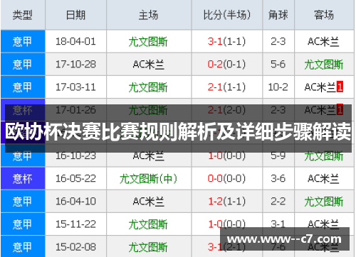 欧协杯决赛比赛规则解析及详细步骤解读